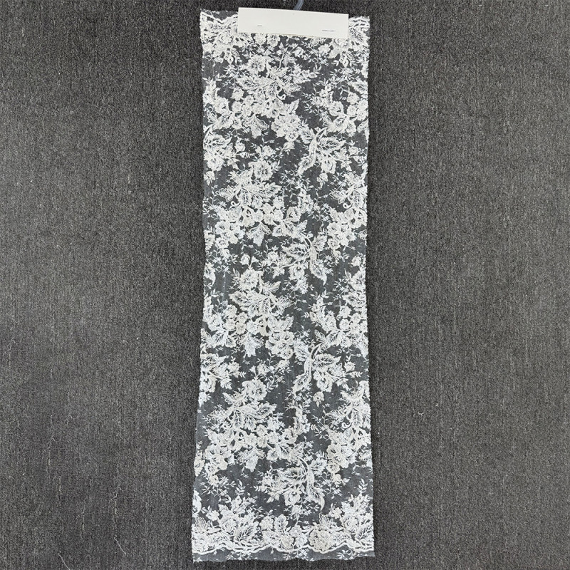 GCW-ACU120461-1 | Dense Floral Embroidered Tulle Lace Fabric | Sequin Bridal Mesh
